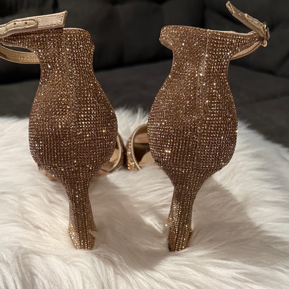 ANTONIO MELANI Rose Gold Crystal Ankle-Strap Heels - Picture 4 of 5